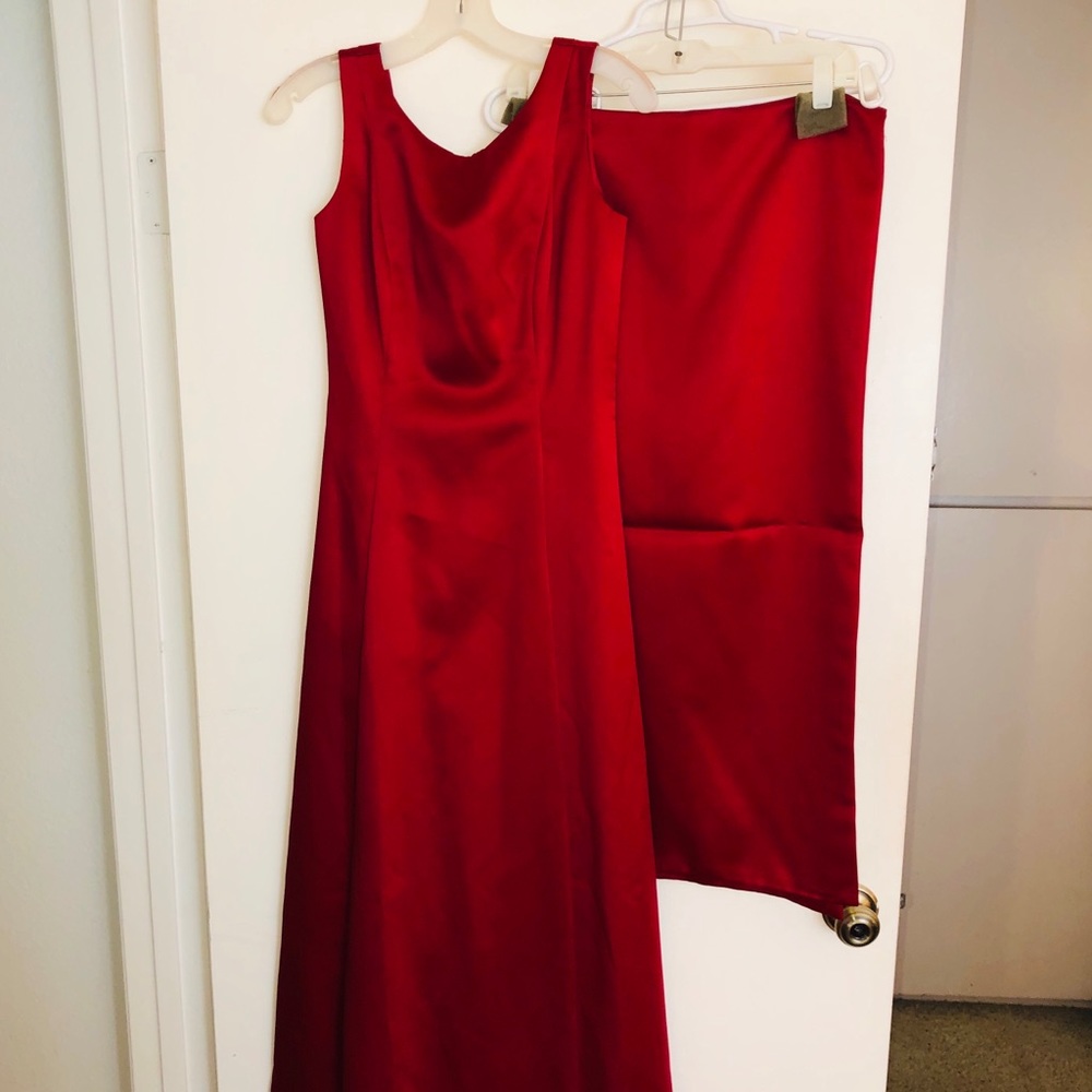 Burgundy red bridesmaid/ formal dress w/shawl